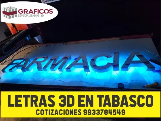 Letras 3d en Tabasco de Aluminio con luz led Letras 3d en Tabasco de Aluminio con luz led